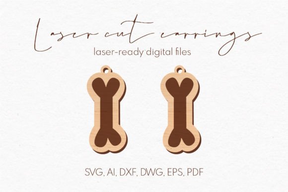 Bone Earrings SVG | Laser Cut Files Graphic 3D SVG By StasyLionet