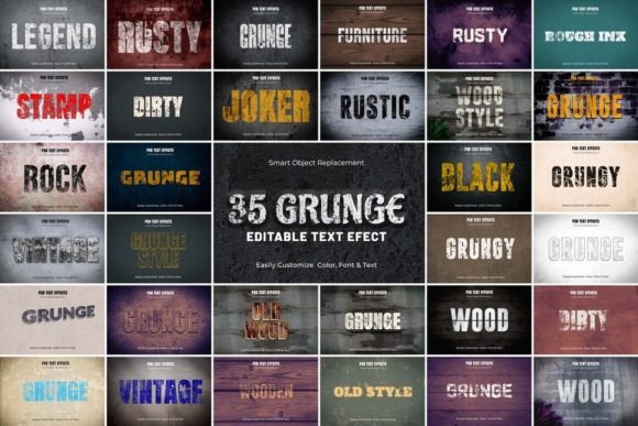 Editable Grunge Text Effect Bundle Graphic Layer Styles By mristudio