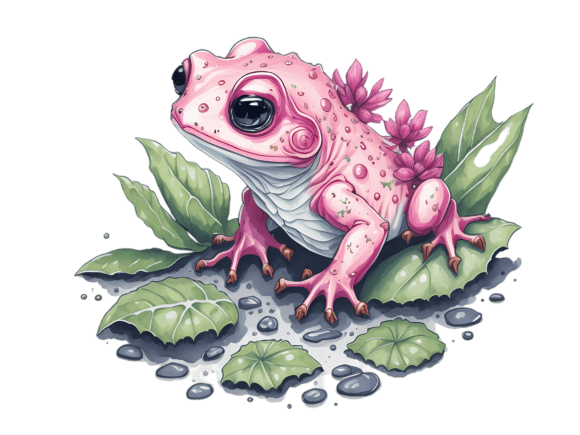Floral Pink Frog Graphic Illustrations By 1xMerch