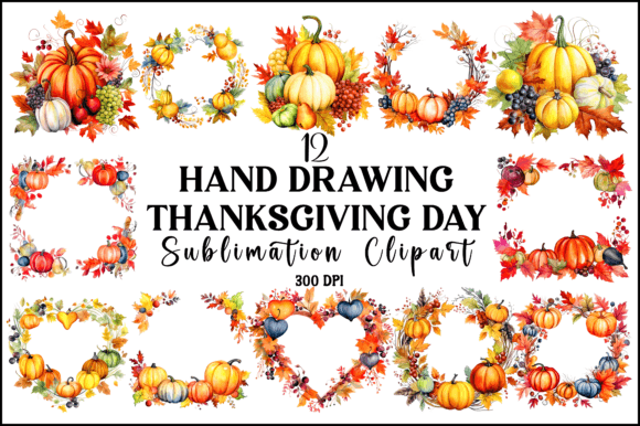 Hand Drawing Thanksgiving Day Clipart Graphic Illustrations By Naznin sultana jui