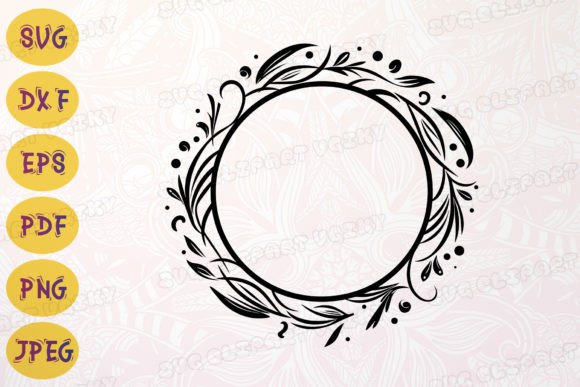 Floral Greenery Circle Frame Leaves SVG Grafica Creazioni Di Vectorville