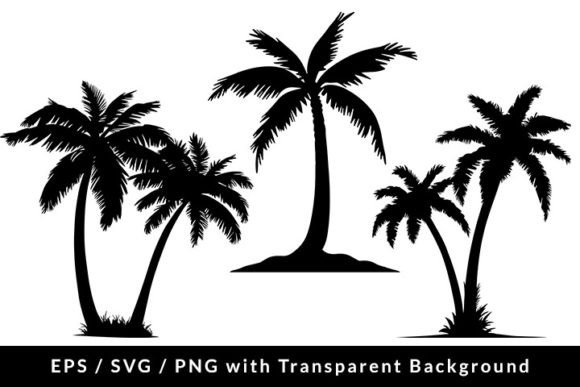 Palm Tree Silhouette Set SVG EPS PNG Gráfico Ilustrações para Impressão Por Formatoriginal