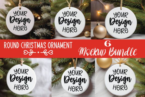 Round Christmas Ornament Mockup Bundle Grafik Individuell gestaltete Produktmodelle (Mockups) Von MockupStore