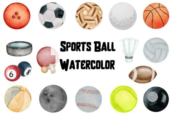 Watercolor Sports Ball Clipart Graphic Illustrations By BigBosss