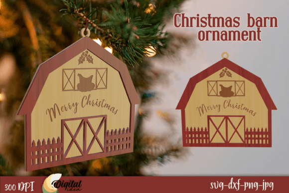3D Christmas Barn Ornament Laser Cut Graphic Crafts By Digital Idea
