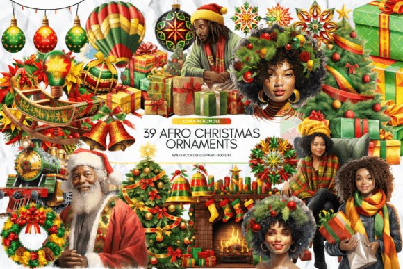 Afro American Christmas Ornaments Graphic Illustrations By Markicha Art