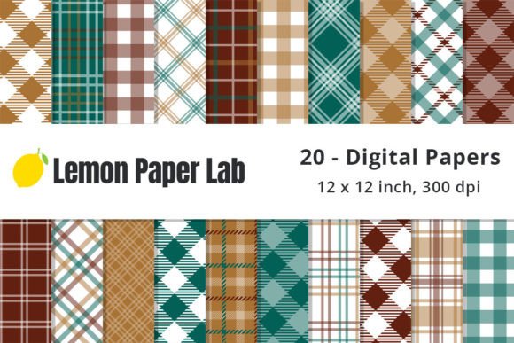 Fall Plaid Scrapbook Paper Graphic Patterns By Lemon Paper Lab