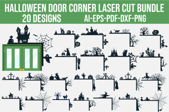 Halloween Door Corner Laser Cut Bundle Gráfico SVG 3D Por Craft Sublimation Design