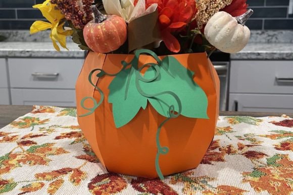 Holiday Cardstock Vases - Pumpkin Halloween 3D SVG Craft By 3D SVG Crafts