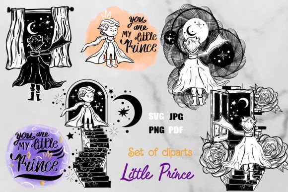 Little Prince Set of Cliparts Graphic Illustrations By Onyx Inhale