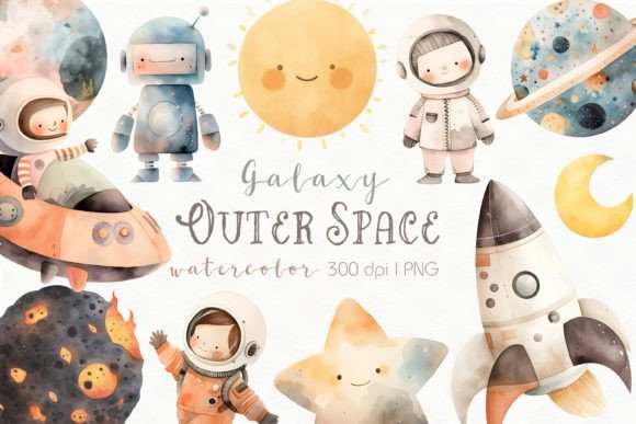 Outer Space Watercolor Clipart Graphic Illustrations By Bunnyxart