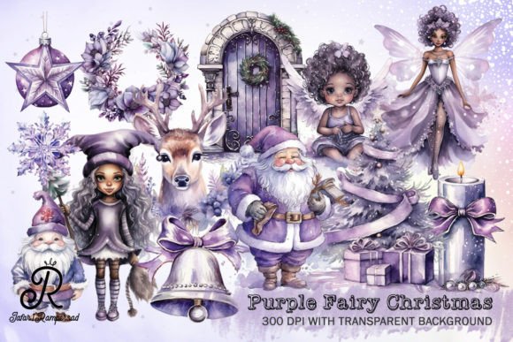Purple Fairy Christmas Clipart PNG Graphic AI Illustrations By Jafar1Rampersad
