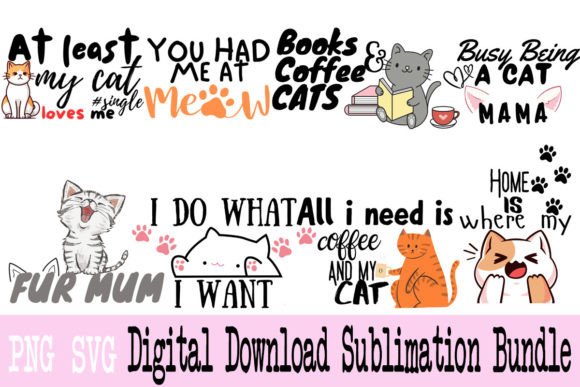 Cat Quote Designs Bundle Gráfico Artesanato Por Emikoworkstudio