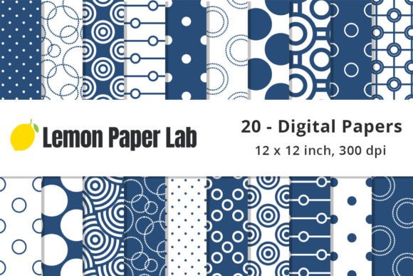 Fall Navy Polka Dot Digital Paper Grafik Papier-Muster Von Lemon Paper Lab