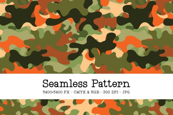 Green & Orange Camo Seamless Pattern Graphic Patterns By Sabina Leja