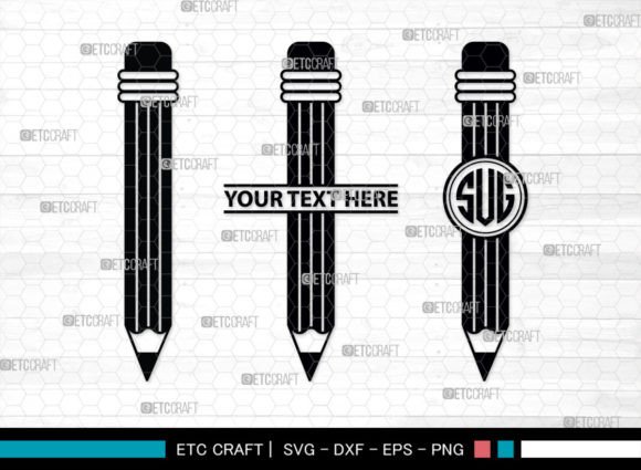 Pencil SVG Monogram, Pencil Silhouette Graphic Crafts By Pixel Elites