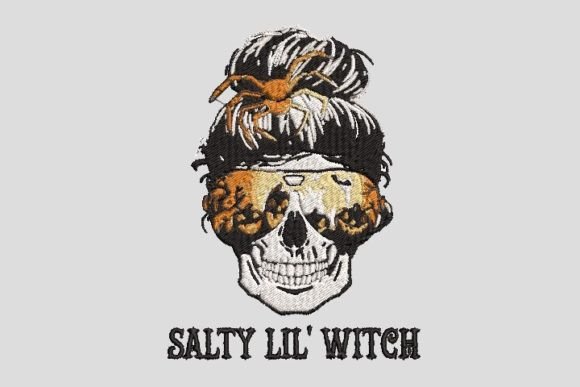 Salty Lil Witch Halloween Embroidery File Halloween Embroidery Design By Chrysanthemum