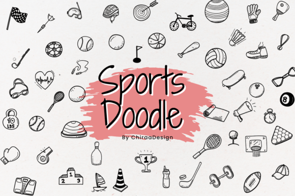 Sports Doodle Dingbats Font By chiraa.design