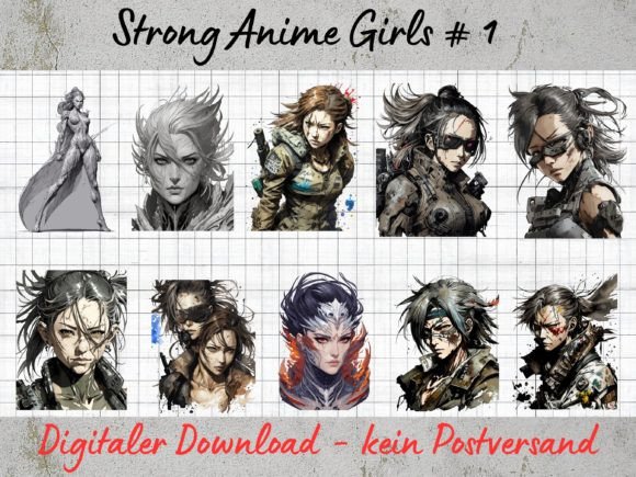 Strong Anime Girls # 1 Grafika Ilustracje do Druku Przez Thomas Mayer