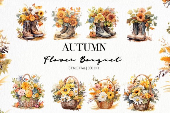 Watercolor Fall Floral Bouquet Clipart Graphic Illustrations By EssentiallyNomadic
