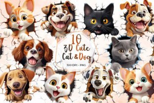 3D Cute Cats and Dogs Sublimation Gráfico Ilustraciones IA Por Aspect_Studio 1