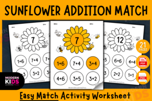 Build a Cute Sunflower Addition Match Graphic 1st grade By Ovi's Publishing 1