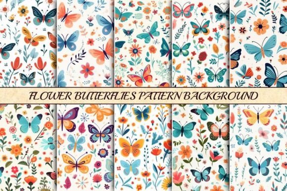Flower Butterflies Pattern Background Illustration Fonds d'Écran Par SimpleStyles