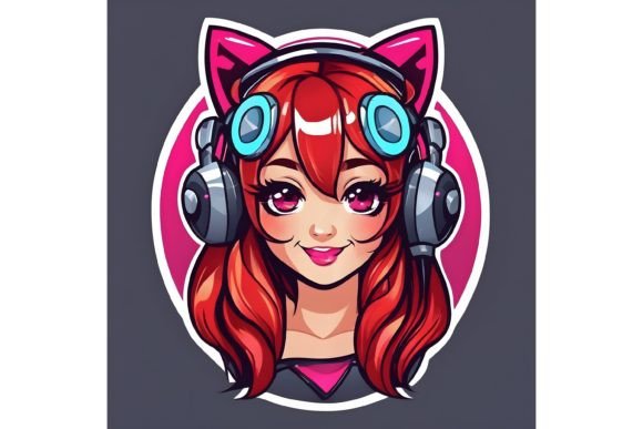 Gamer Girl Mascot Logo Grafika Logo Przez mimishop