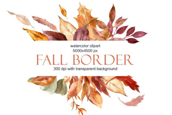 Watercolor Fall Border Autumn PNG Clipat Graphic Illustrations By Elena Dorosh Art