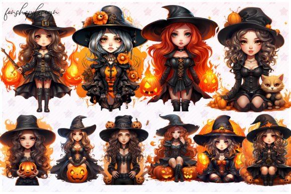 Witchcraft Halloween Clipart Gráfico Gráficos IA Por FonShopDesign