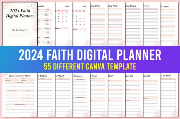 2024 Faith Digital Planner Canva KDP Graphic KDP Interiors By designmela01