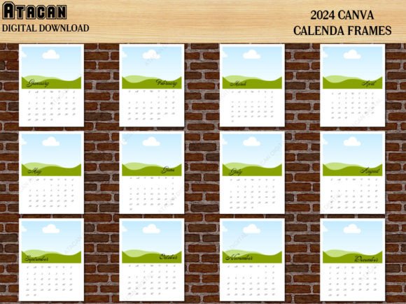 Editable Canva Frame 2024 Calendar Print Graphic Print Templates By atacanwoodbox