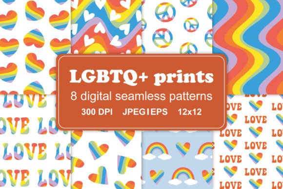 Groovy LGBTQ+ Seamless Patterns Set Graphic Patterns By DigitalArtbySvetlana