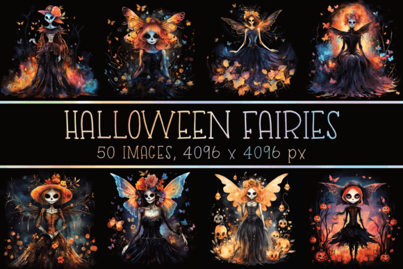 Halloween and Autumn Fairies and Witches Grafica Illustrazioni Stampabili Di Color Studio