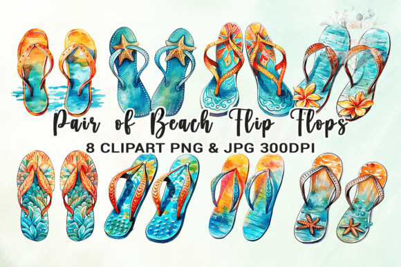 Pair of Beach Flip Flops Clipart Illustration Artisanat Par Venime