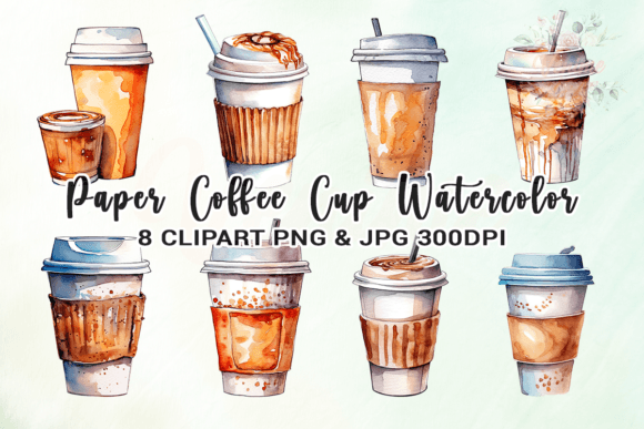 Paper Coffee Cup Watercolor Clipart Graphic Crafts By Venime