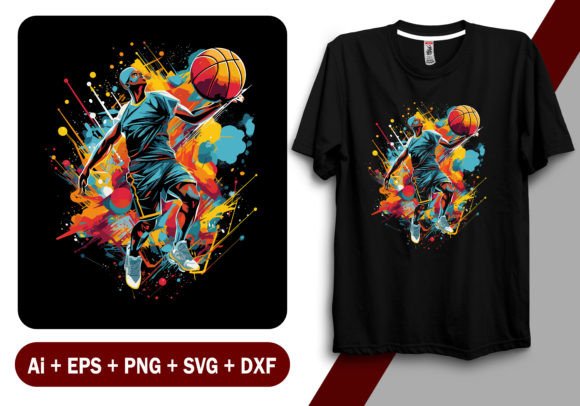 Vibrant Basketball T-shirt Design Vector Graphic AI Generated By Custom T-Shirt Design