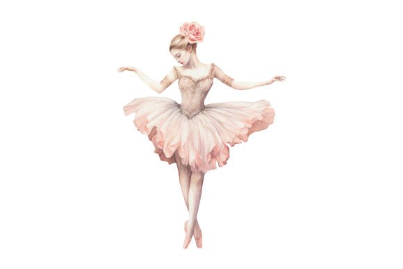 Watercolor Ballerina, Pink Ballet Art Graphic Illustrations By Kaleriia Studio