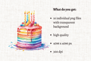 Watercolor Rainbow Birthday Cake Clipart Graphic Illustrations By MashMashStickers 2