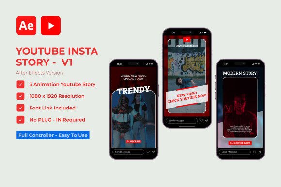 Youtube Insta Stories V1 | After Effects Graphic Motion Graphics By gatamotion