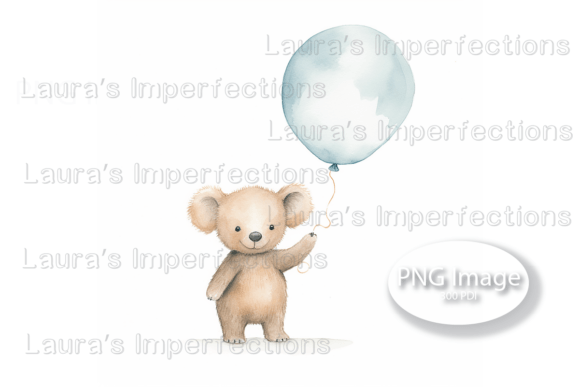 Bear Holding a Balloon Graphic AI Transparent PNGs By Laura's Imperfections
