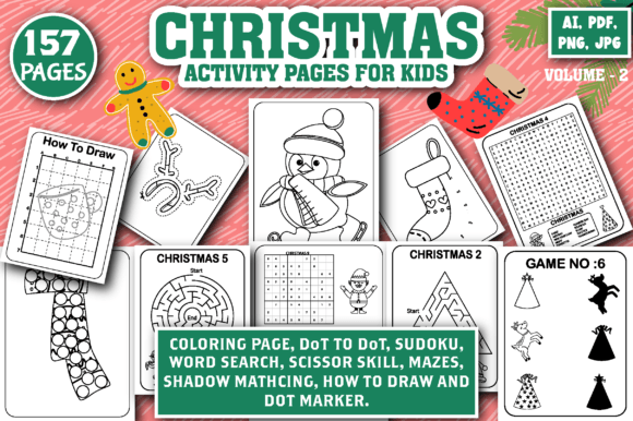 Christmas Activity Page for Kids Vol - 2 Graphic Coloring Pages & Books Kids By Ministed Night