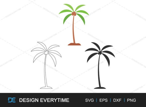 Coconut Tree SVG, Palm Tree Silhouette Graphic Crafts By DesignEverytime