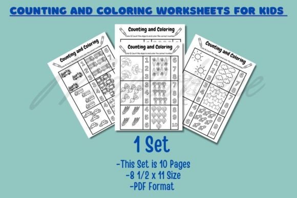Counting and Coloring Worksheets Graphic 1st grade By jlee2be84