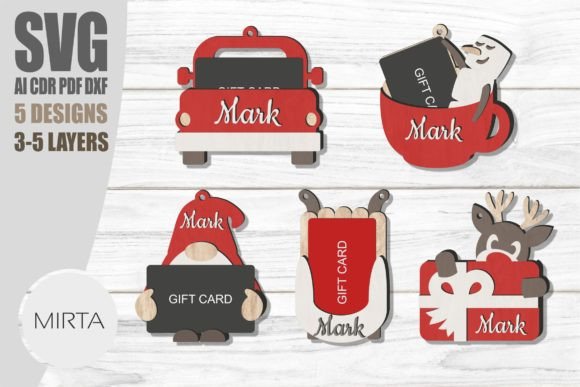 Gift Card Holder Bundle Christmas Laser Graphic 3D SVG By mirta.digital
