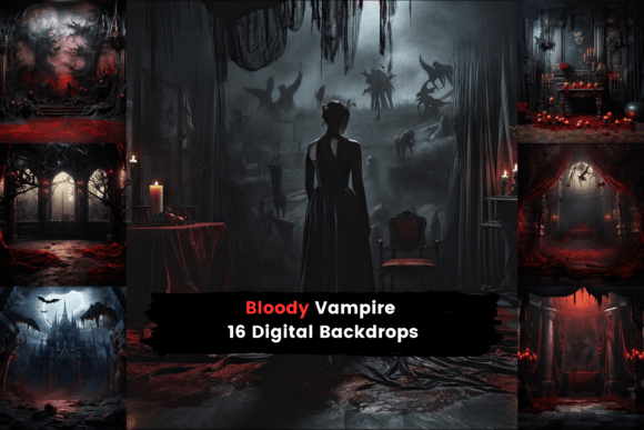Bloody Vampire Digital Backdrops Gráfico Planos de Fundo Por BackdropsCrafts