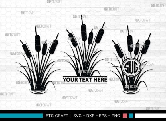 Cattail SVG Monogram, Bulrush Plant Svg Graphic Crafts By Pixel Elites