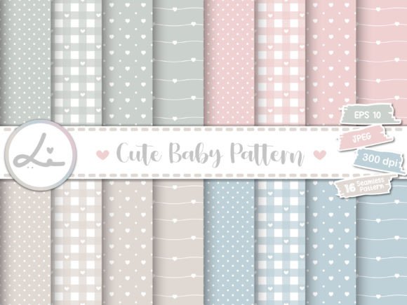 Cute Baby Pastel Digital Papers Graphic Patterns By lindoet23