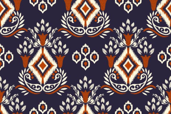 Ikat Floral Seamless Pattern Gráfico Padrões de Papel Por anchalee.thaweeboon