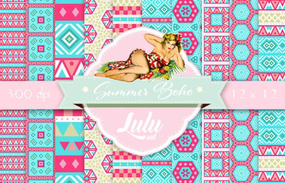 Summer Boho Papers Graphic Patterns By luludesignart